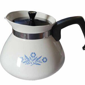 RARE Backstamp 1958 Vintage Corning Ware Blue Cornflower 6 Cup Teapot with lid